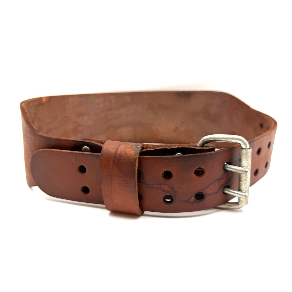 Vintage Altus Olympia Sports Leather Weightlifting Belt Brown Double Prong 34-42